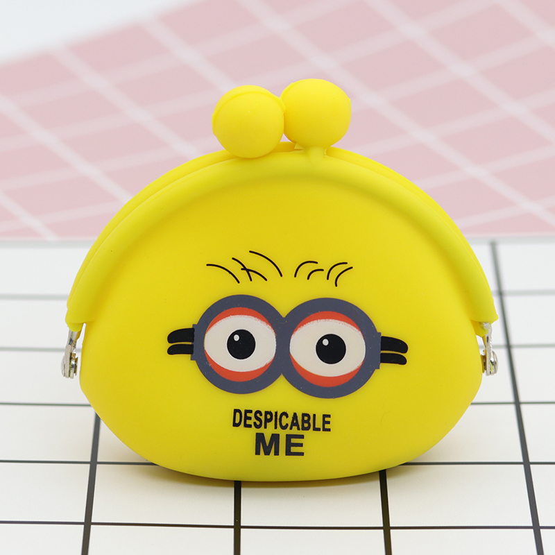 小黃人便攜硅膠錢包，卡扣設(shè)計硅膠零錢包