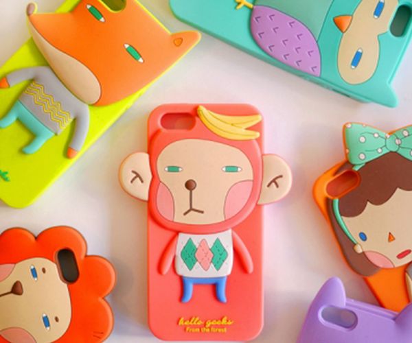 卡通動物硅膠手機(jī)殼，全包防摔手機(jī)套-硅膠套