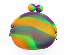 炫彩硅膠錢包設(shè)計，卡扣便攜硅膠零錢包-硅膠包