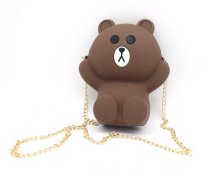 卡通小熊硅膠斜挎包五金時尚鏈條包包